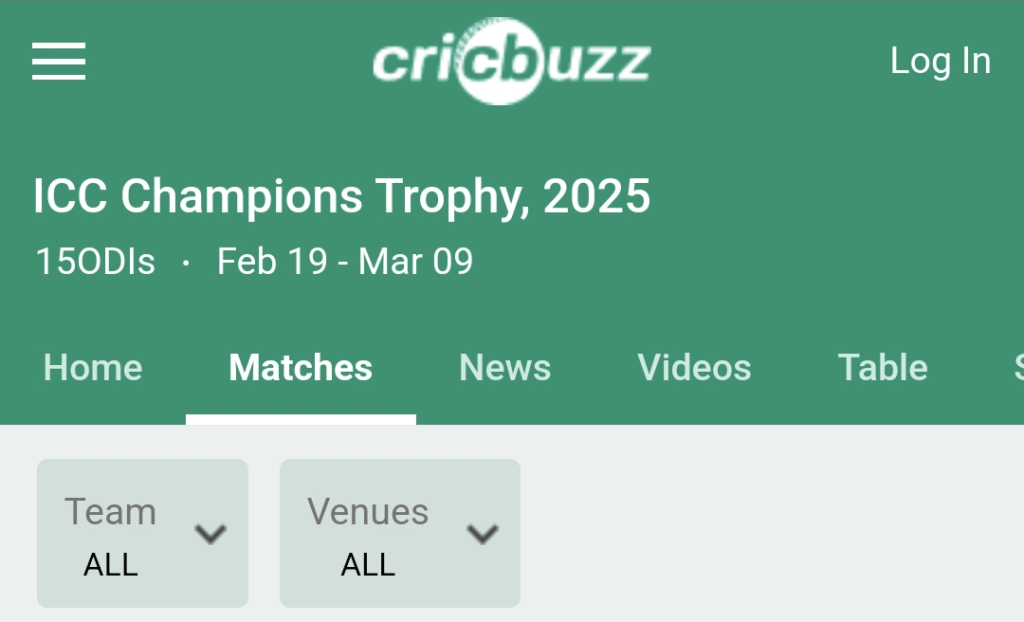 Champions Trophy 2025 Schedule 