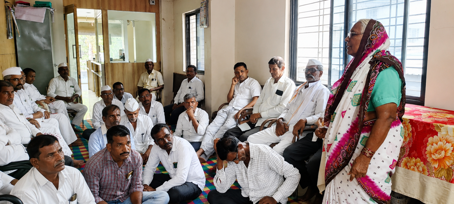 CPI Parner Taluka Council meeting announcing July 7 protest march.